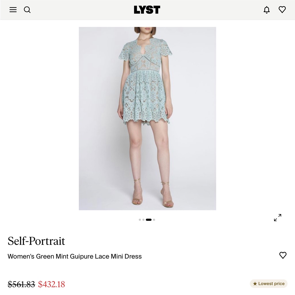 Self-Portrait Women's Green Mint Guipure Lace Mini Dress Nwot